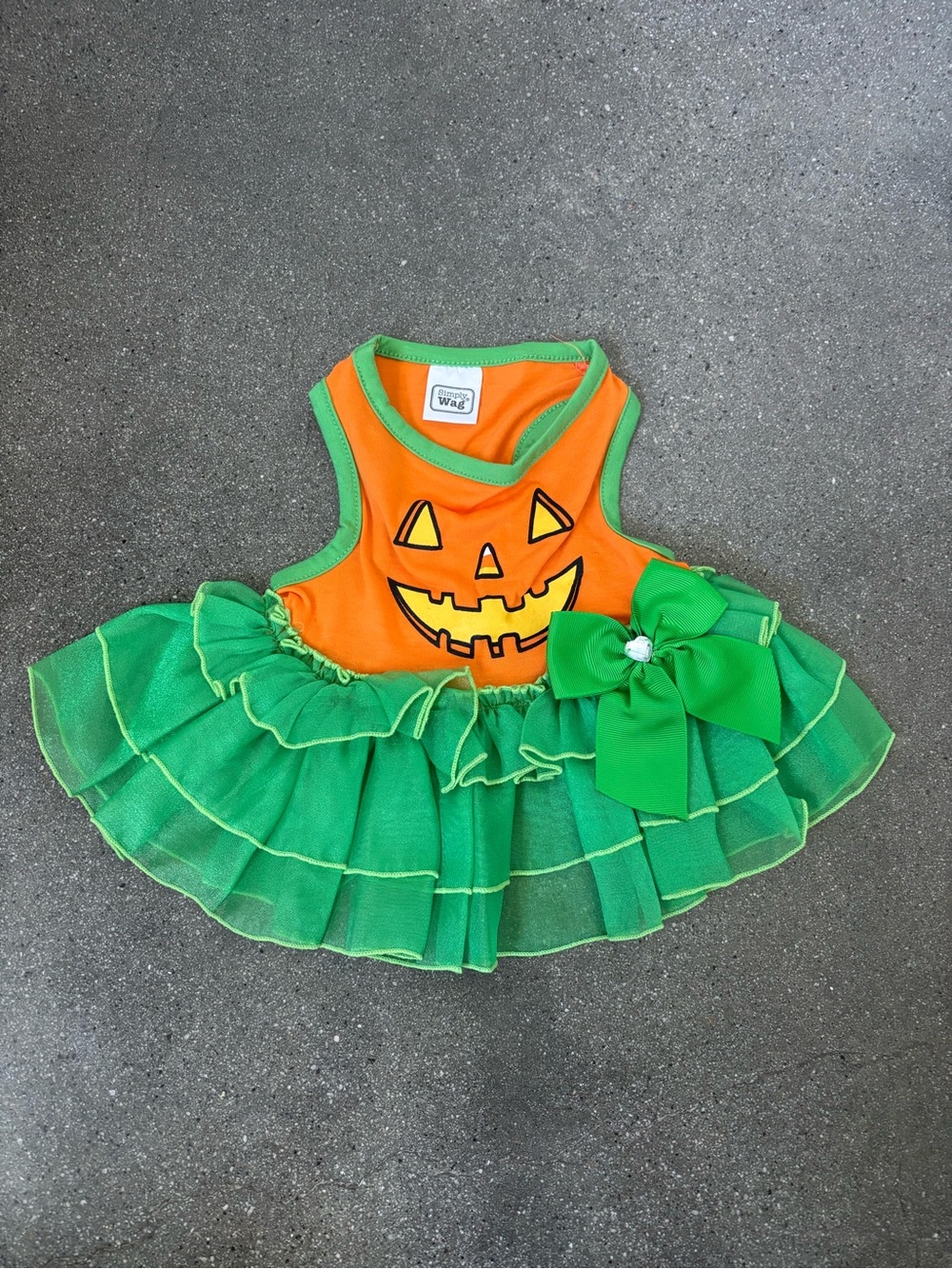 Orange & Green Pumpkin Tutu halloween Costume for dog XS